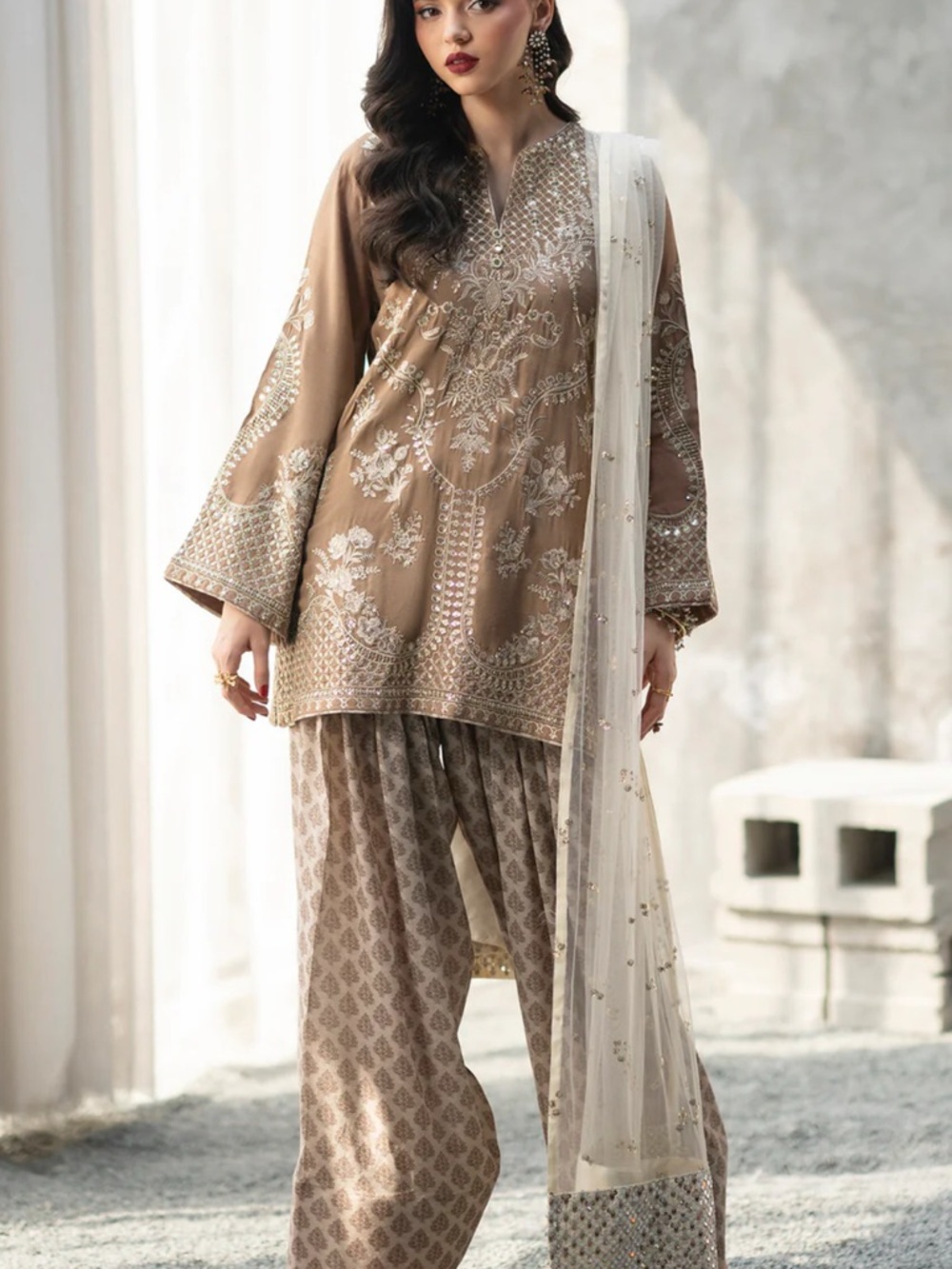 Ethnc Luxe Boutique collection 2026 Pakistani Indian  farshi shalwar - Picture 3 of 11